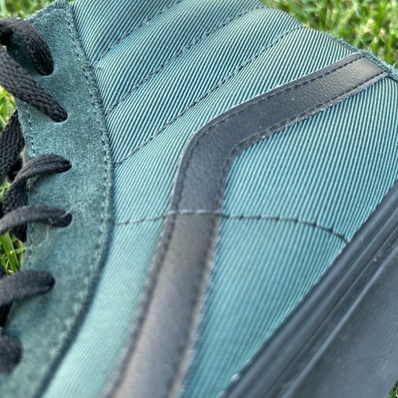 Mens 9.5 Vans High Top Green Suede Black Gum - Picture 11 of 13